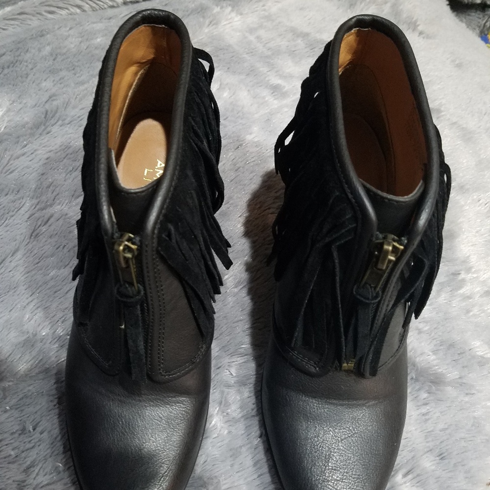 Black Fringe Booties